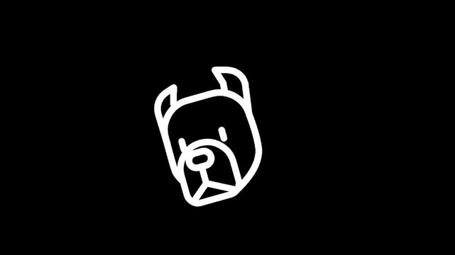 Simple white outline of a dog's head on a black background, minimalist design