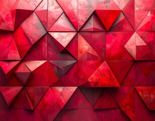 Obraz premium Abstract Red Geometric Faceted Surface With Textured Details And Dramatic Lighting