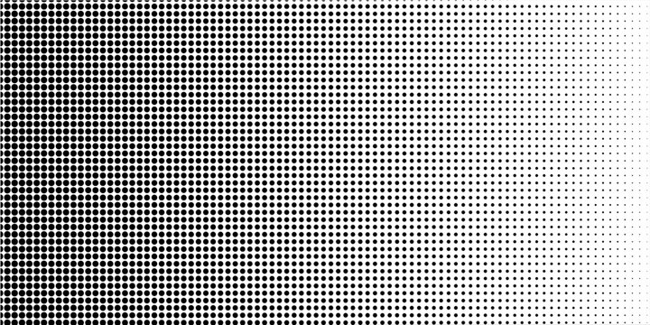 Dotted gradient halftone background. Horizontal seamless dots pattern in pop art style. Abstract modern stylish texture. Vector illustration.