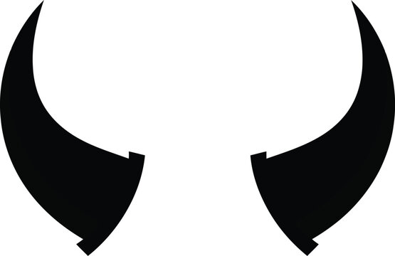 Black devil horns silhouette icon isolated on white background for graphic design and costume projects