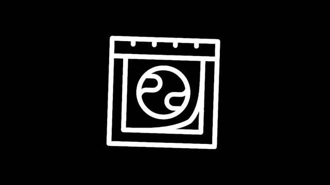 Simple hand-drawn icon of a washing machine with a circular drum inside