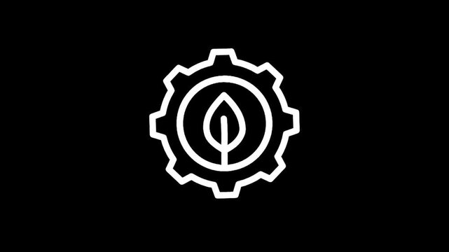 Green technology and sustainability concept icon with leaf inside gear