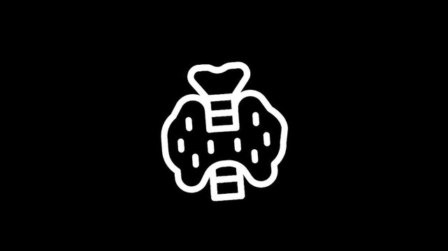 Simple white outline icon of the thyroid gland on a black background