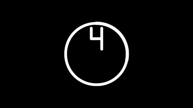 Minimalist white circle with the number four inside on a black background
