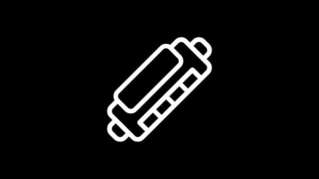 Simple white outline icon of a harmonica on a black background