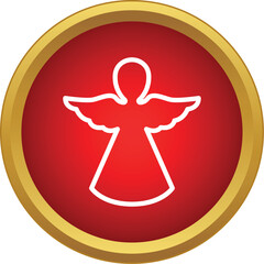 Fototapeta premium Christmas angel outline in a red circle creating a festive holiday decoration icon