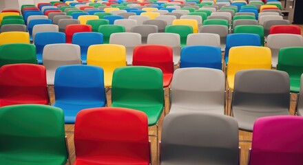 Fototapeta premium A large group of colorful chairs