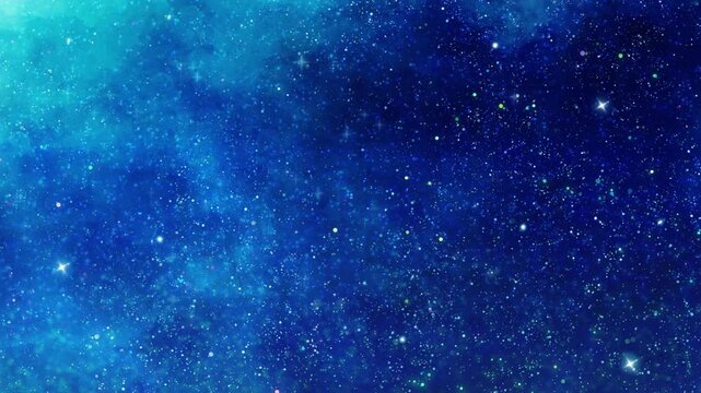 Sparkling Night Sky Glitter Blue Background Abstract Star Light Christmas New Year Loop Video:blue space background