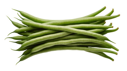 Fototapeta premium Heap of fresh green string beans, isolated on transparent background