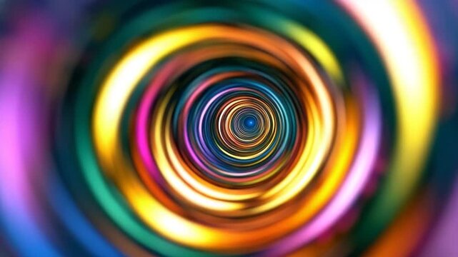 Vibrant swirling colors create a mesmerizing tunnel effect with intricate patterns and depth