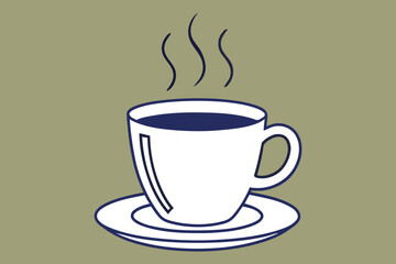 Fototapeta premium Hot Coffee Cup Illustration – Minimal Line Art Beverage Design