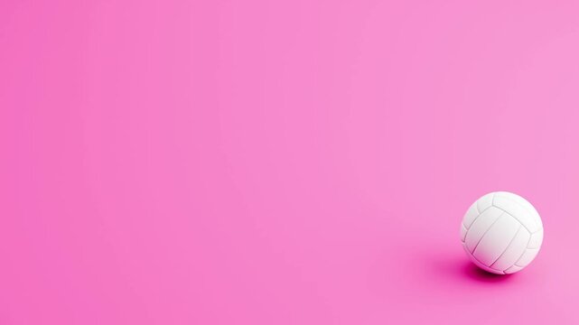 Volleyball Rolling Left to Right and Right to Left, on Pink Background with Copy Space, 3D Animation