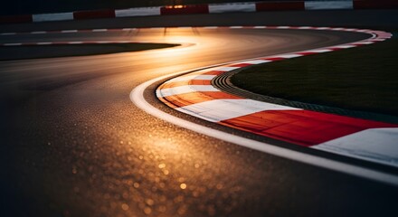 Obraz premium Dynamic racing track curve a blurred motion of speed and competition