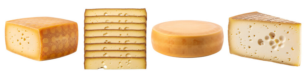 Fototapeta premium Four different types of cheese on transparent background