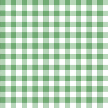Green gingham check pattern background, cute seamless pastel grid texture