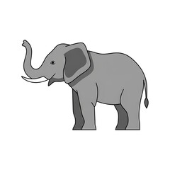 Fototapeta premium Grey Cartoon Elephant Sitting with Large Ears and Trunk