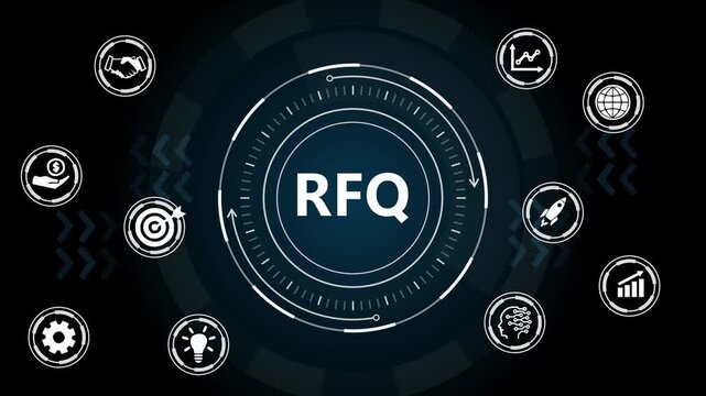 RFQ Request for Quotation Futuristic Digital Interface Animation.