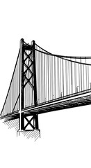 Fototapeta premium Detailed illustration of suspension bridge structure.