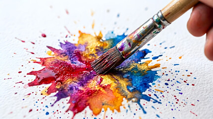 Obraz premium Celebrate World Art Day with Vibrant Watercolor Splashes, A Symphony of Colors in Motion
