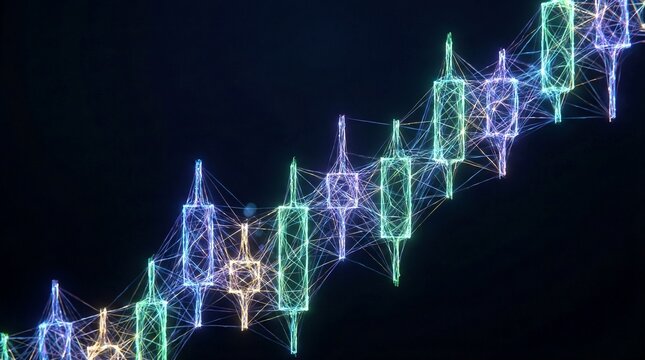 AI algorithmic trading and financial growth concept with neural network chart
