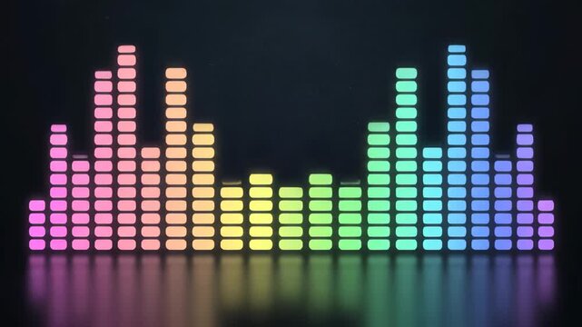 Colorful Audio Equalizer Bars Displaying Sound Waves in Rainbow Colors.