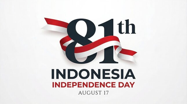 81st Indonesia Independence Day logo design with red and white ribbon