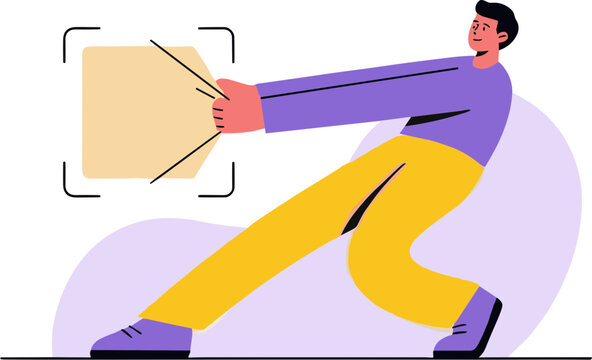 Man holding large envelope while running forward with effort