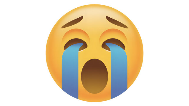 Crying laughing emoji face with tears of joy on transparent background