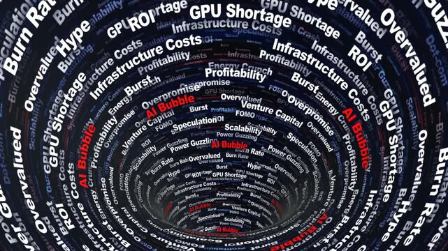 AI BUBBLE Keywords Animation on Tunnel Walls, Background, Loop
