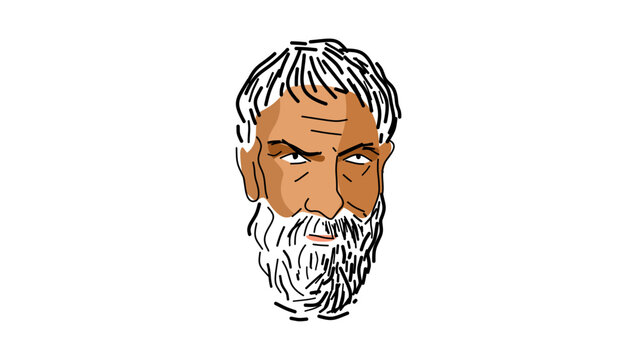 Epictetus portrait, flat vector illustration