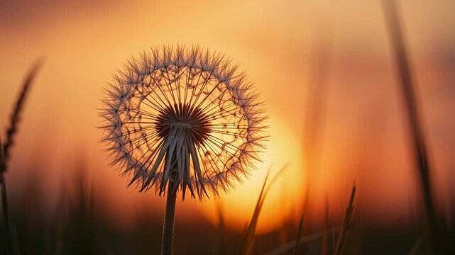 dandelion seed head sunset macro closeup bokeh field grass