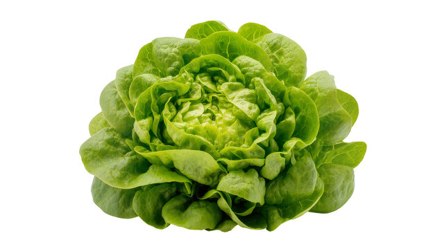 Fresh green butter lettuce head crisp and healthy, isolated on transparent background