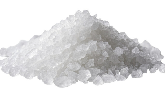 Heap of coarse sea salt crystals, isolated on transparent background