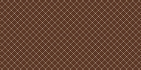 Fototapeta premium Seamless diagonal brown gingham pattern with white crosslines. Classic checkered textile texture for background, fashion, or interior design.
