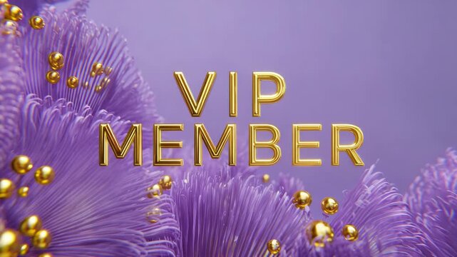 golden vip member text on violet background illustrated animation