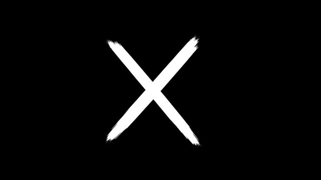 cross mark reveal on white background. cross mark icon animation. red cross mark brush stroke isolates white screen . red cross icon, cancel mark, reject sign.
