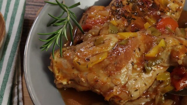 Lapin sauce proven&ccedil;ale aux l&eacute;gumes mijot&eacute;s et herbes aromatiques	