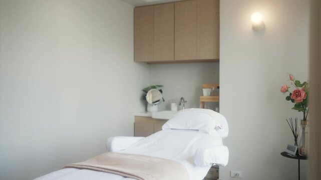Tranquil private massage room designed for luxury wellness experiences, featuring spa aesthetics, calming ambiance, and holistic self-care, perfect for relaxation, mindfulness, and rejuvenation