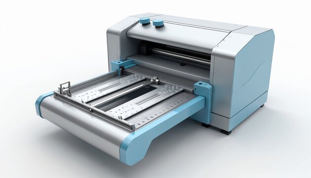 Die cutter machine precisely cuts sheet materials like plastic film paper or cardboard for manufacturing. Industrial equipment ensures quality control in production.