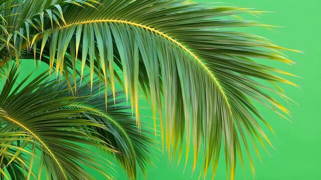 Advanced Palm leaf against green background for Digital Transformation and Cyber Infrastructure