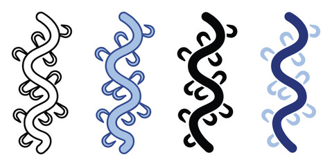 Obraz premium Stylized DNA double helix structure with winding strand and connecting shapes ideal for scientific educational materials, biology diagrams, and digital interface icons