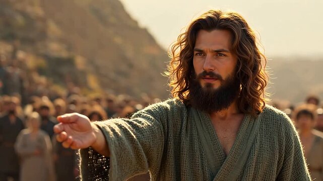 Premium Man in robe with crowd in desert for Contemporary Lifestyle and Visual Storytelling