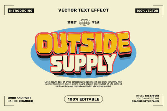 Outside Supply 3D Editable Vector Text Effect