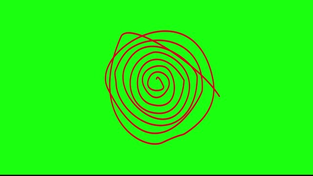 Drawing an irregular circle. Animation of drawing a hand-drawn irregular circle. With a green background. Red lines.