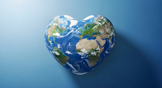 Heart shaped earth a symbol of global love and environmental responsibility