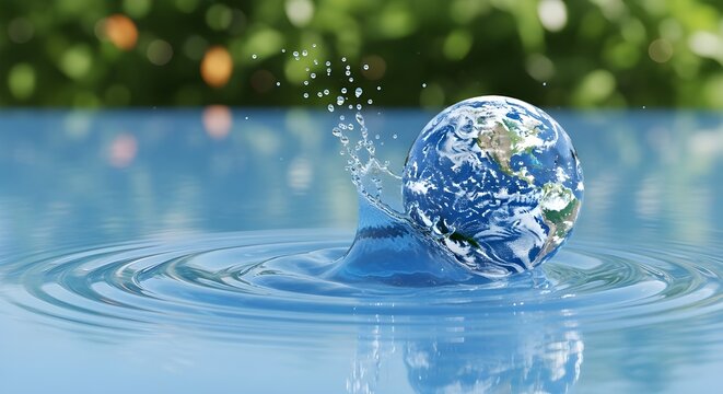 Earth as a water droplet a symbolic representation of global fragility and impact