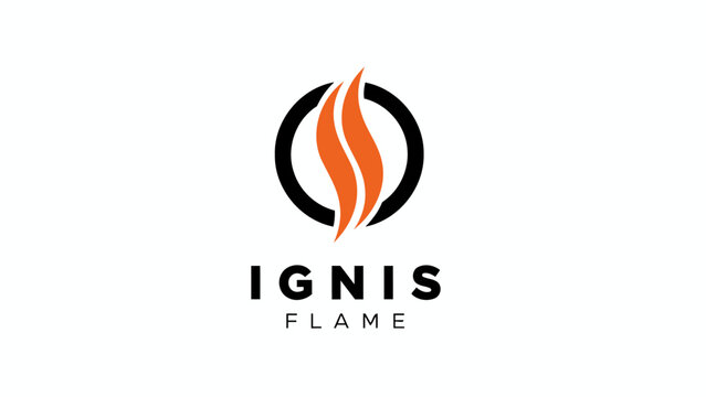 Ignis Flame Logo, Modern Minimalist Fire Brand Identity Emblem For Corporate Branding.