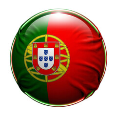 Obraz premium A spherical representation of the Portugal flag featuring iconic colors and emblem design