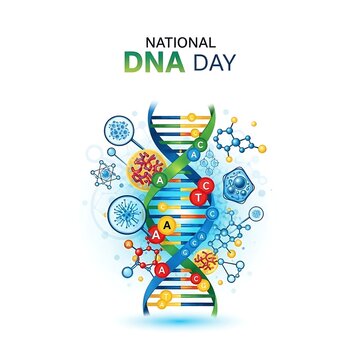 National dna day with colorful molecular structures