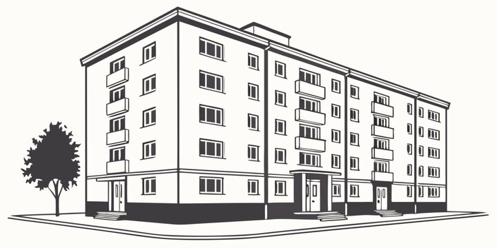 A traditional two-story house with multiple windows and a pitched roof